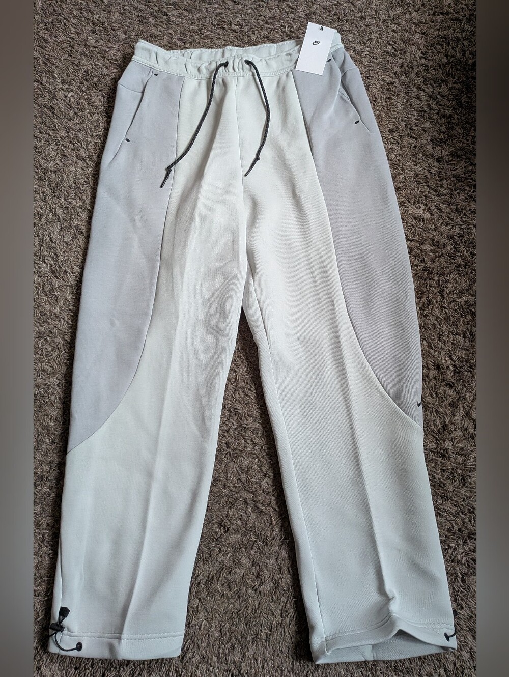 NWT Nike Tech Grey Color Block Open Hem Cotton Blend Jogger Pants Men's L